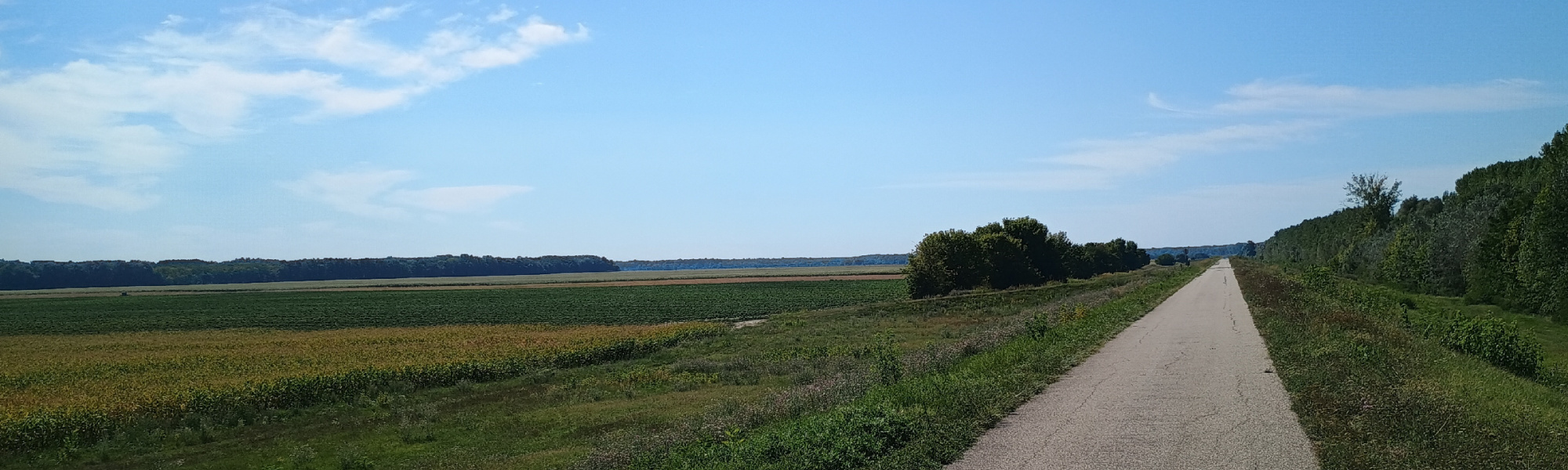 Cycling along the Danube dyke near Fajsz, Hungary